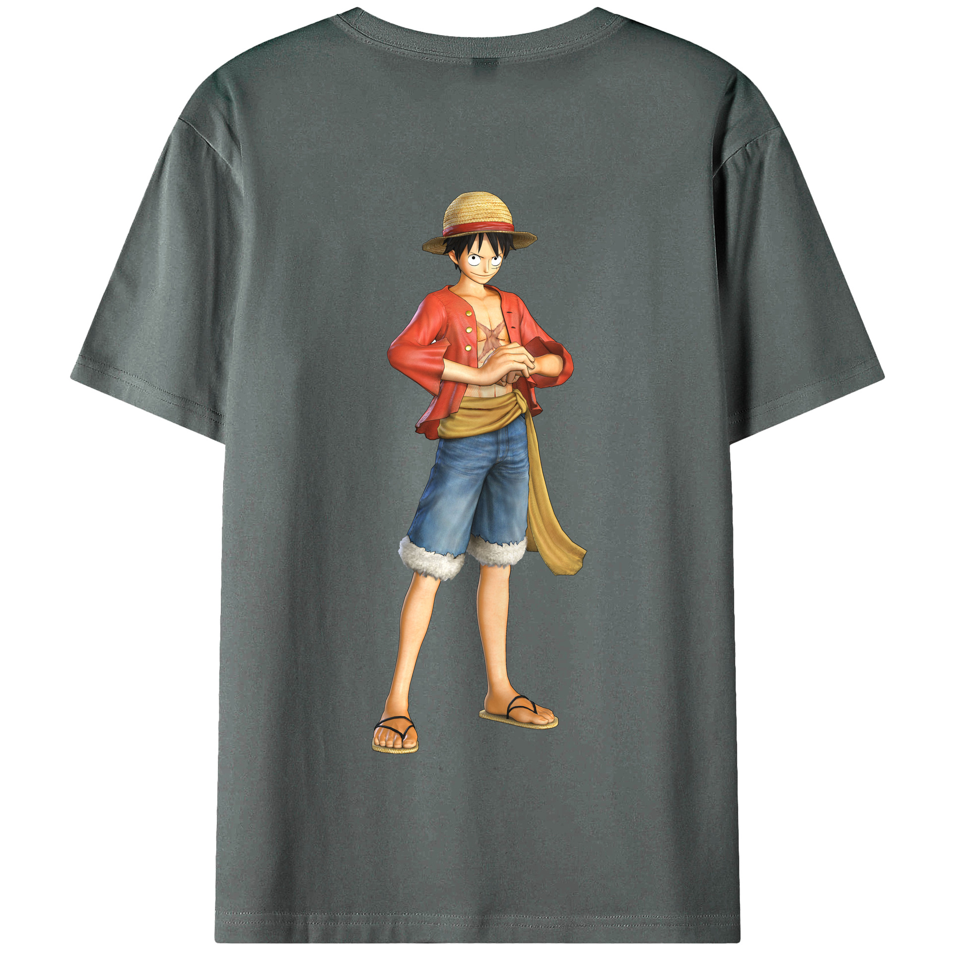ワンピース モンキー・D・ルフィ ONE PIECE Monkey D. Luffy 綿100％半袖Tシャツ（背面プリント）